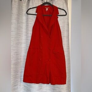 OWO Orange Halter Double-Breasted Blazer Dress